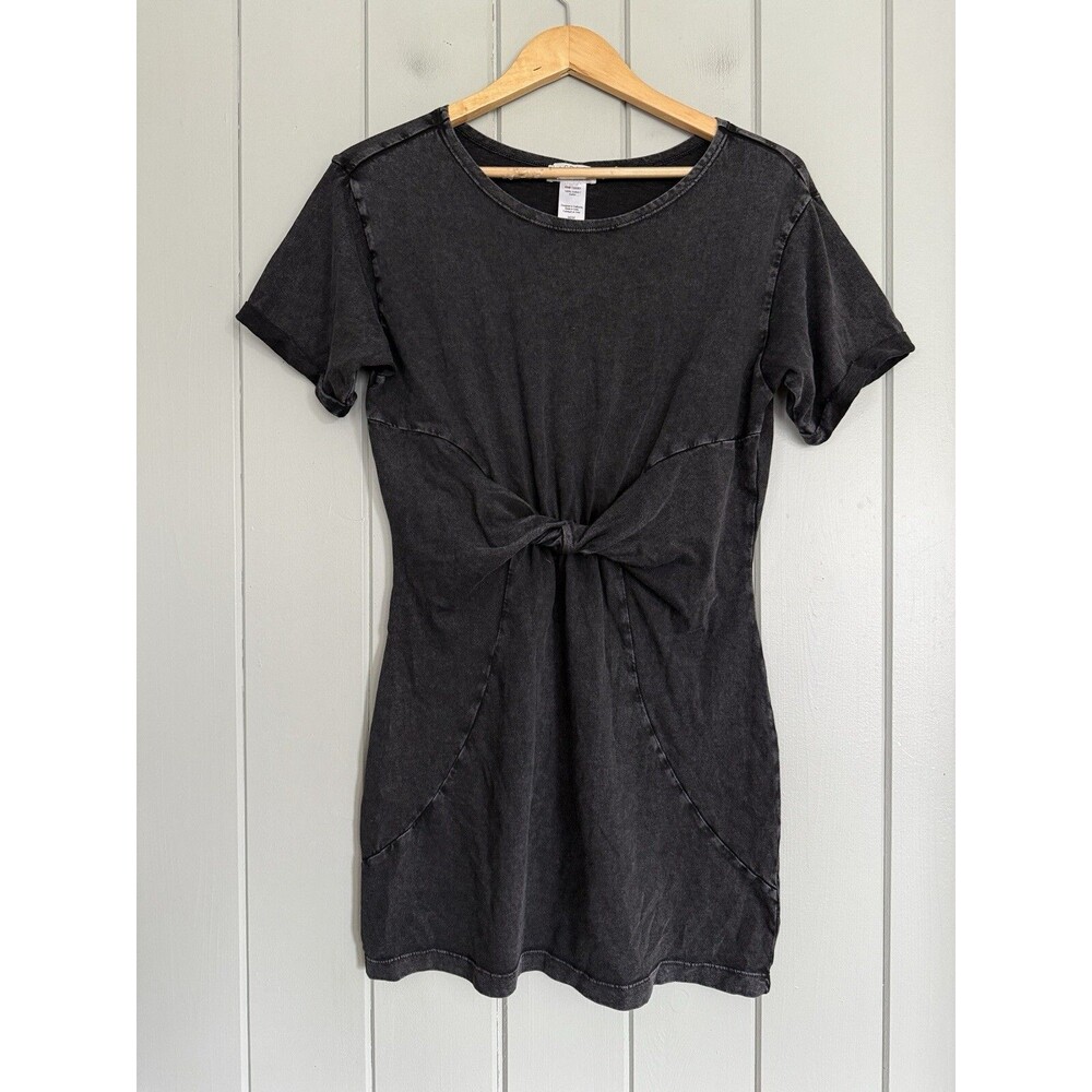 L*Space Beachwood Twist Front Dress M Medium Washed Black Gray Short Sleeves